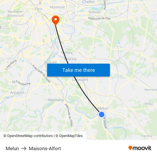 Melun to Maisons-Alfort map