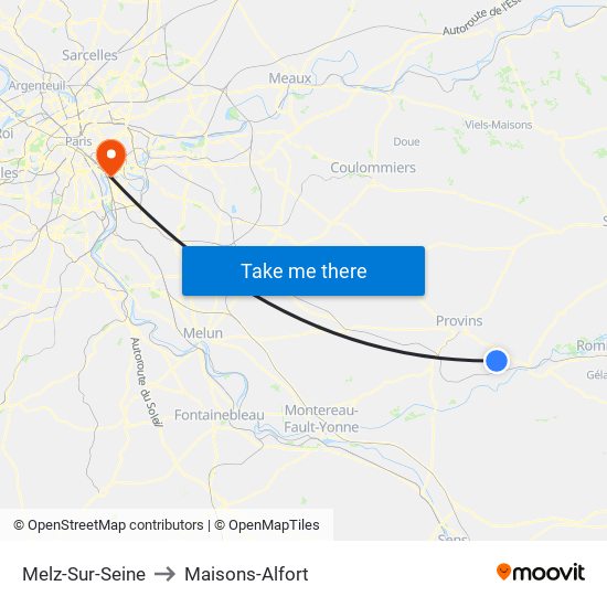 Melz-Sur-Seine to Maisons-Alfort map