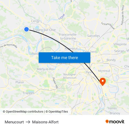 Menucourt to Maisons-Alfort map