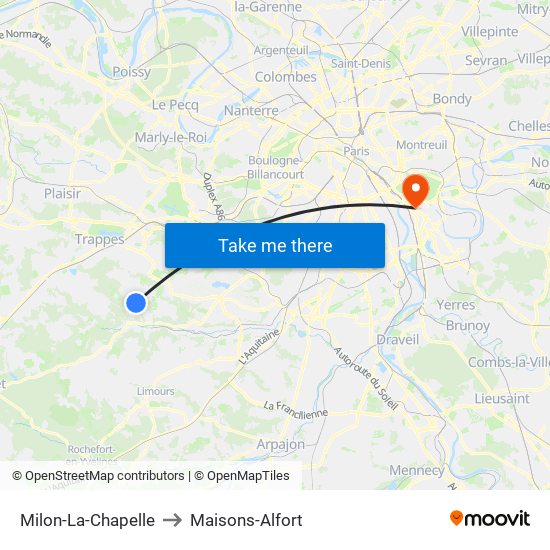 Milon-La-Chapelle to Maisons-Alfort map