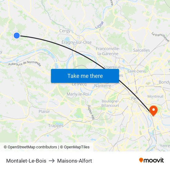 Montalet-Le-Bois to Maisons-Alfort map