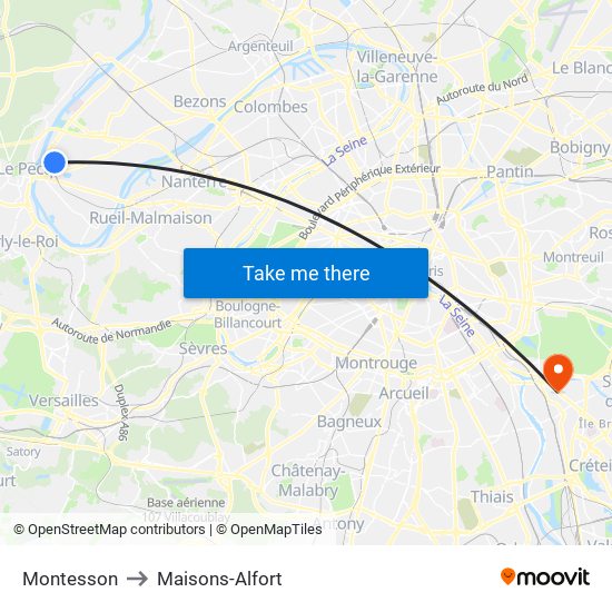 Montesson to Maisons-Alfort map