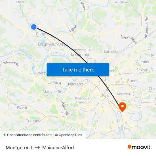 Montgeroult to Maisons-Alfort map