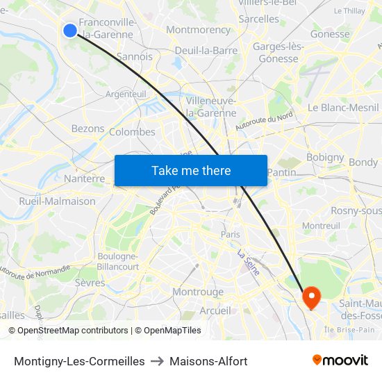 Montigny-Les-Cormeilles to Maisons-Alfort map