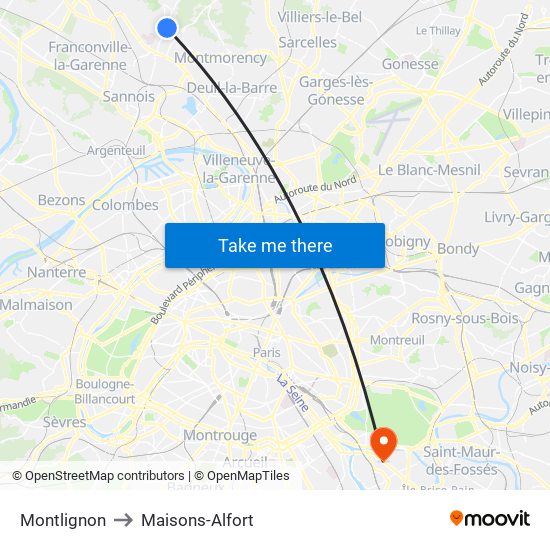Montlignon to Maisons-Alfort map
