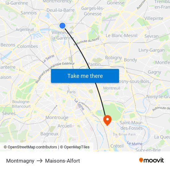 Montmagny to Maisons-Alfort map