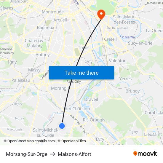 Morsang-Sur-Orge to Maisons-Alfort map