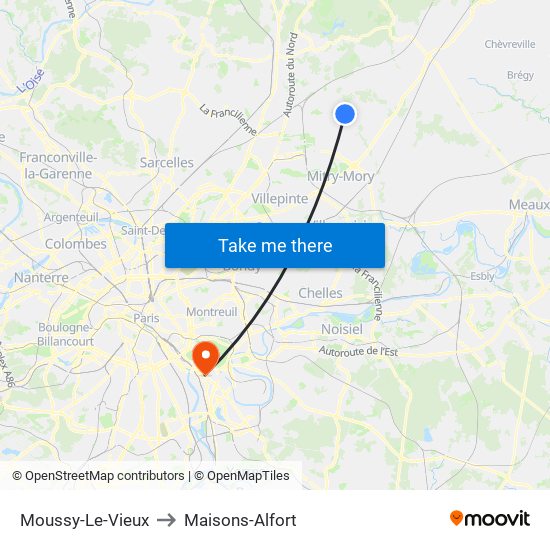 Moussy-Le-Vieux to Maisons-Alfort map