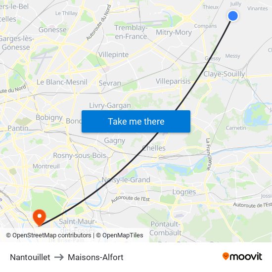 Nantouillet to Maisons-Alfort map