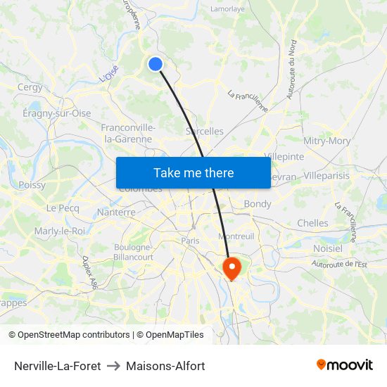 Nerville-La-Foret to Maisons-Alfort map