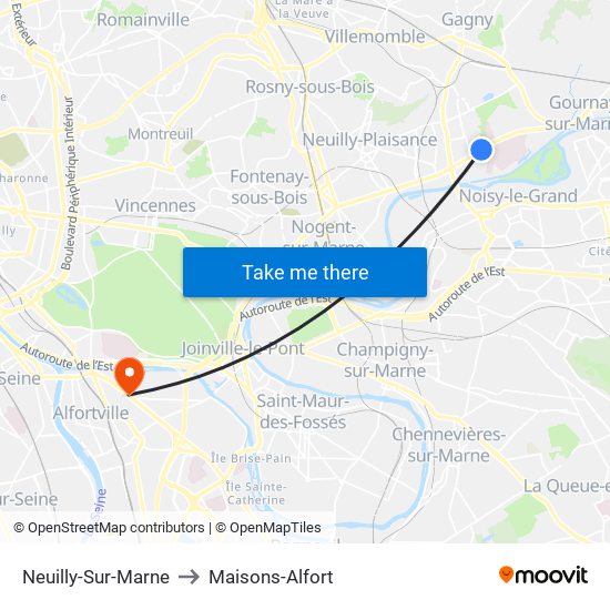 Neuilly-Sur-Marne to Maisons-Alfort map