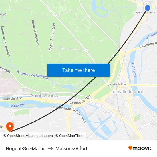 Nogent-Sur-Marne to Maisons-Alfort map