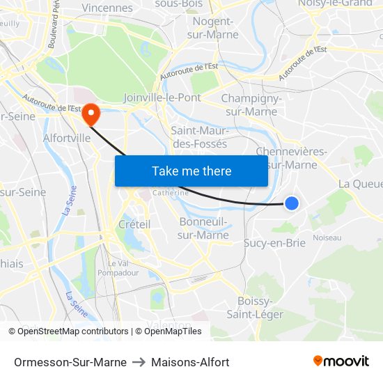 Ormesson-Sur-Marne to Maisons-Alfort map