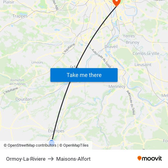 Ormoy-La-Riviere to Maisons-Alfort map