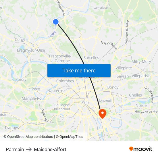 Parmain to Maisons-Alfort map
