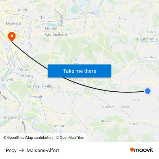 Pecy to Maisons-Alfort map