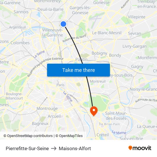 Pierrefitte-Sur-Seine to Maisons-Alfort map