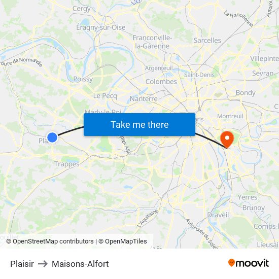 Plaisir to Maisons-Alfort map
