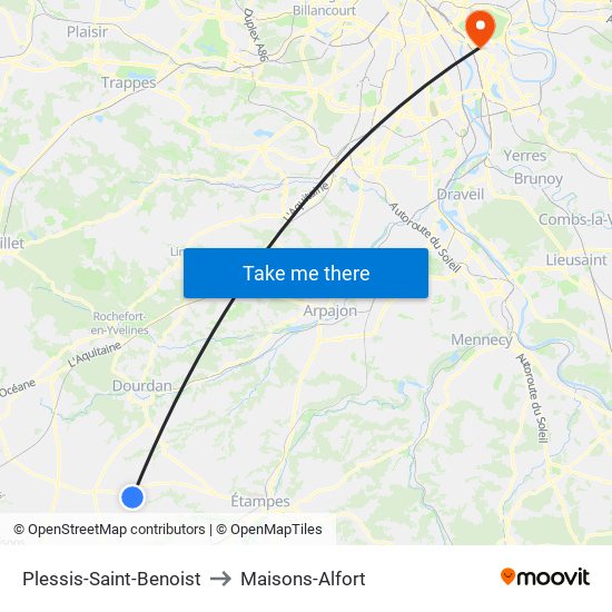 Plessis-Saint-Benoist to Maisons-Alfort map