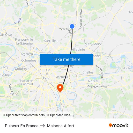 Puiseux-En-France to Maisons-Alfort map