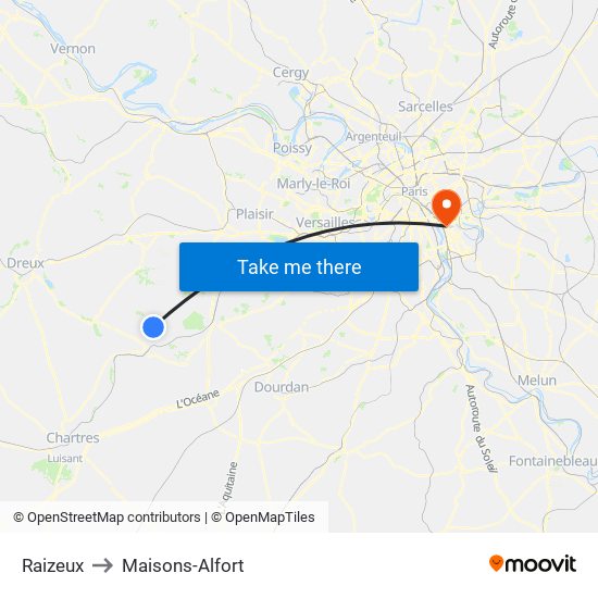 Raizeux to Maisons-Alfort map