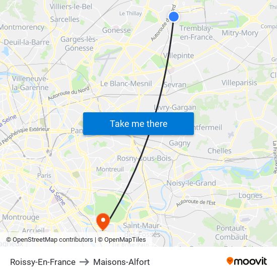 Roissy-En-France to Maisons-Alfort map