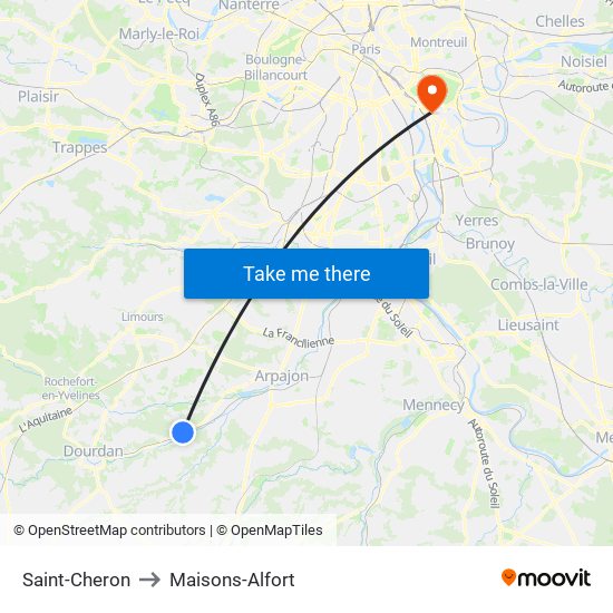Saint-Cheron to Maisons-Alfort map