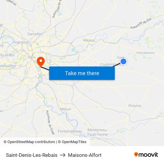 Saint-Denis-Les-Rebais to Maisons-Alfort map
