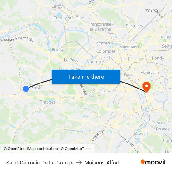 Saint-Germain-De-La-Grange to Maisons-Alfort map