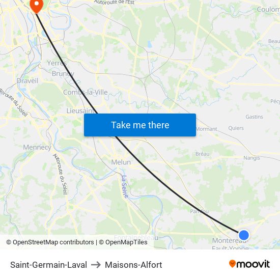 Saint-Germain-Laval to Maisons-Alfort map
