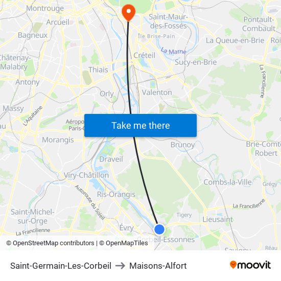 Saint-Germain-Les-Corbeil to Maisons-Alfort map