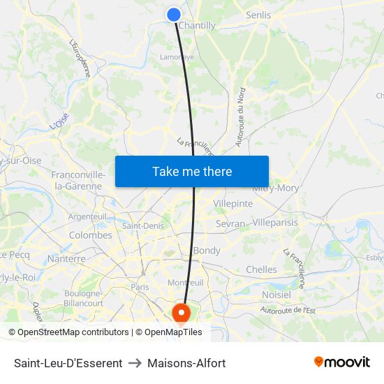 Saint-Leu-D'Esserent to Maisons-Alfort map