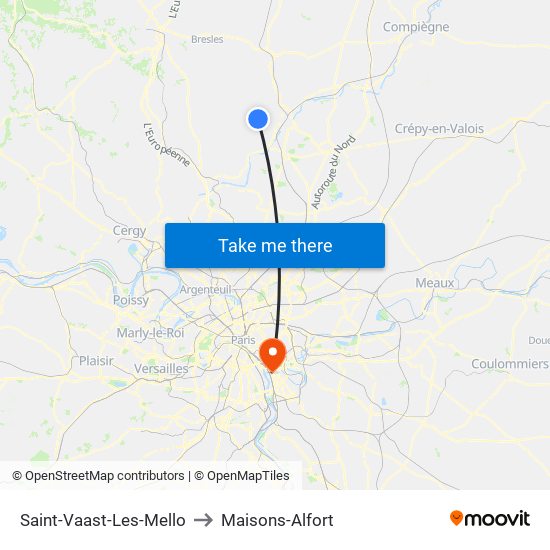 Saint-Vaast-Les-Mello to Maisons-Alfort map