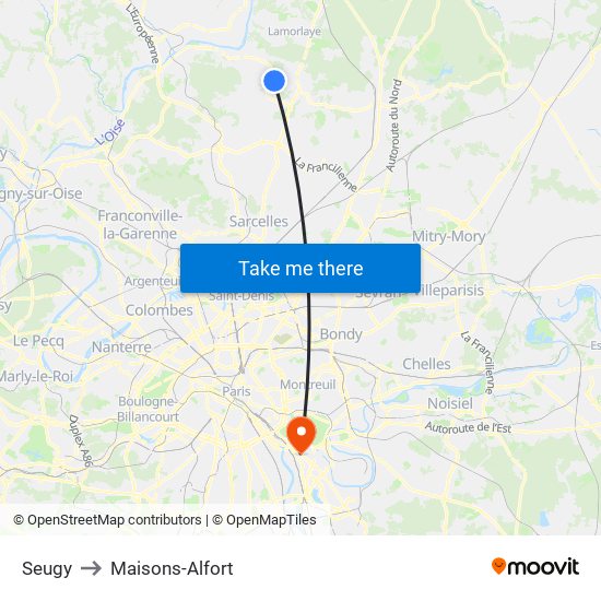 Seugy to Maisons-Alfort map
