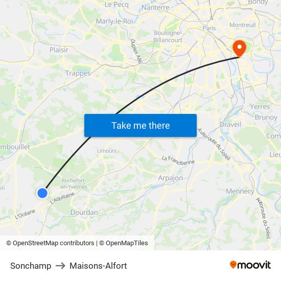 Sonchamp to Maisons-Alfort map