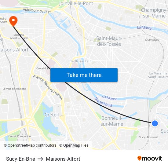 Sucy-En-Brie to Maisons-Alfort map