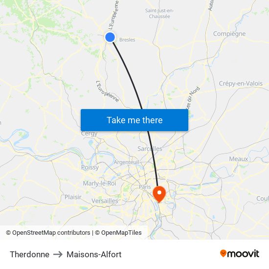 Therdonne to Maisons-Alfort map