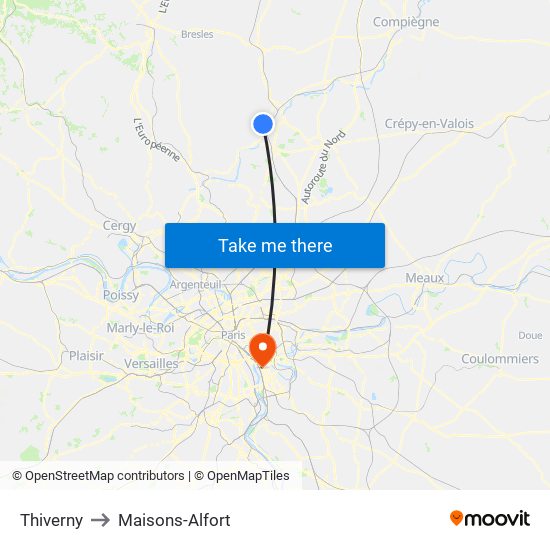 Thiverny to Maisons-Alfort map