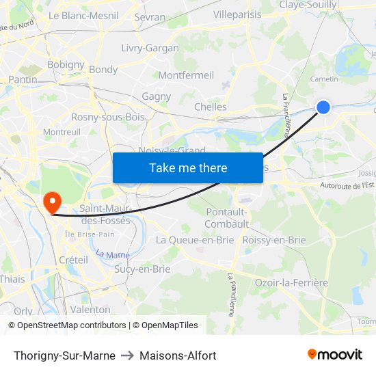 Thorigny-Sur-Marne to Maisons-Alfort map