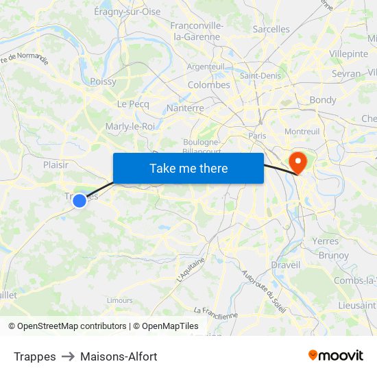 Trappes to Maisons-Alfort map