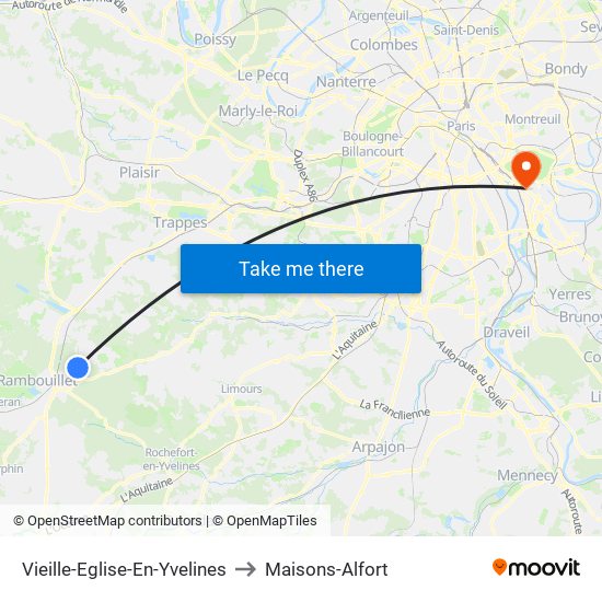 Vieille-Eglise-En-Yvelines to Maisons-Alfort map