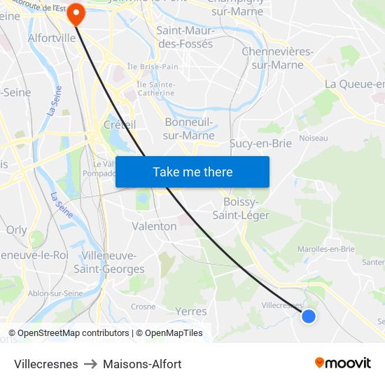 Villecresnes to Maisons-Alfort map