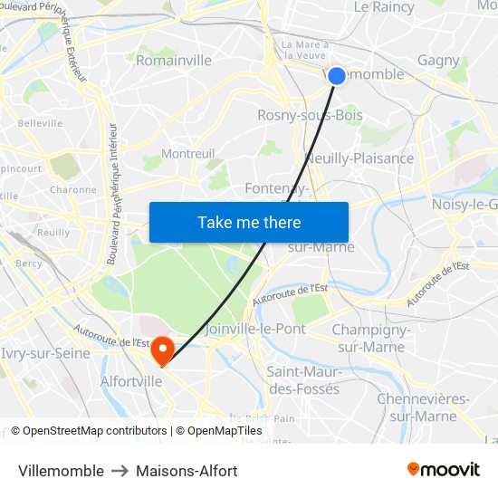 Villemomble to Maisons-Alfort map