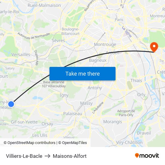 Villiers-Le-Bacle to Maisons-Alfort map