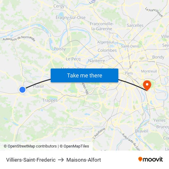 Villiers-Saint-Frederic to Maisons-Alfort map