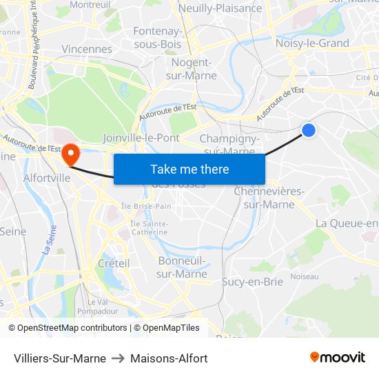 Villiers-Sur-Marne to Maisons-Alfort map