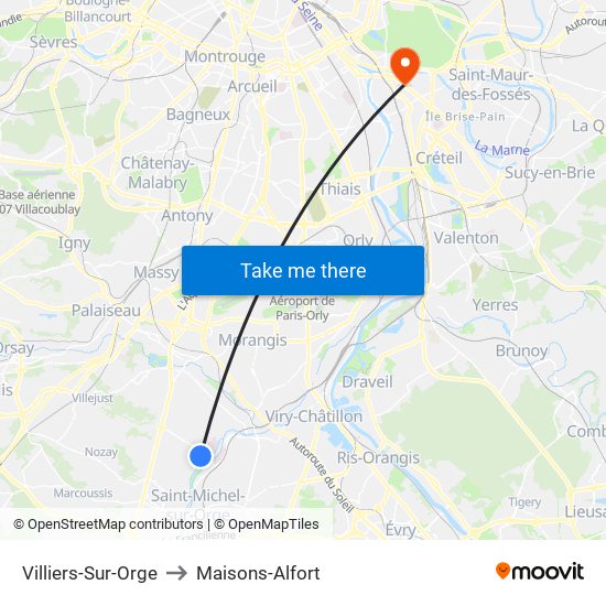 Villiers-Sur-Orge to Maisons-Alfort map