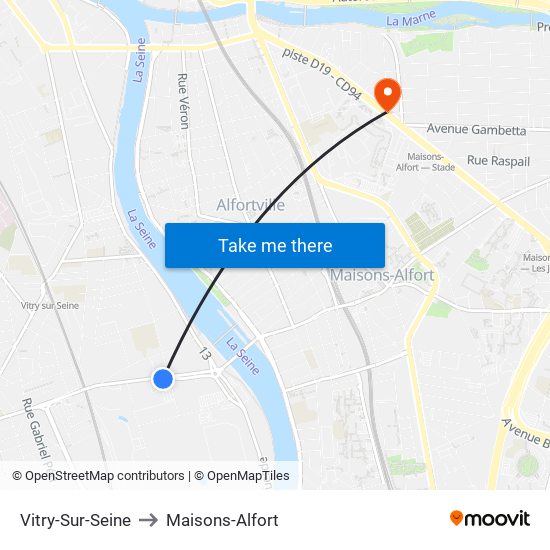 Vitry-Sur-Seine to Maisons-Alfort map