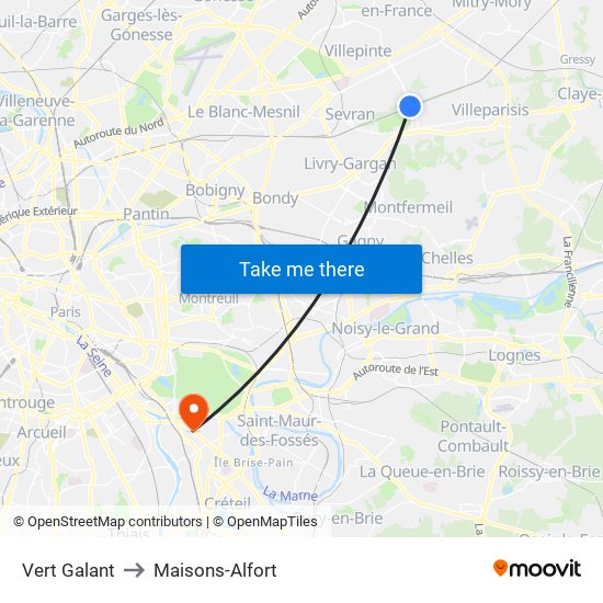 Vert Galant to Maisons-Alfort map