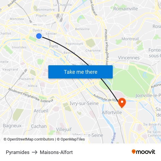 Pyramides to Maisons-Alfort map